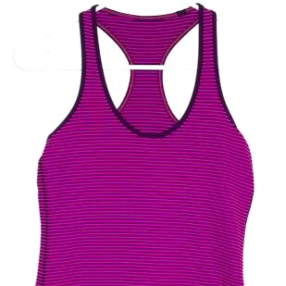 Lululemon Cool Racerback Tank Top Multi-Stripe Pink and Maroon Size 4